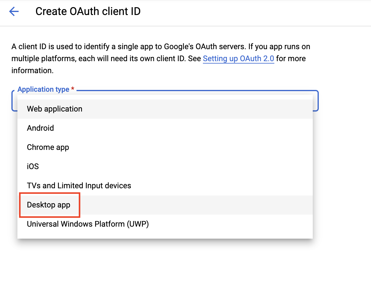 Google APIs Desktop App